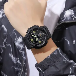 SKMEI mens sports digital watch waterproof dual display tactical casual wristwatch
