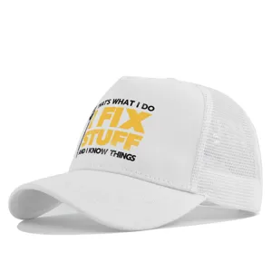 Witte mesh truckerpet met grappige print quote, ademende honkbalpet voor dagelijks gebruik