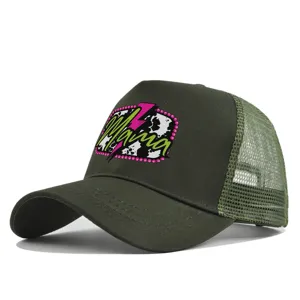 Berretto da baseball in rete verde con patch stampata Mama, cappello trucker traspirante