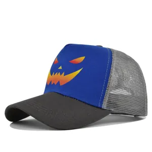 Halloween Printed Trucker Hat Mesh Baseball Cap Breathable Sunshade Couple Style