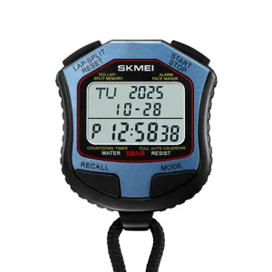 Digital stopwatch with 100 lap memory, waterproof sports timer, multi-function handheld clock.