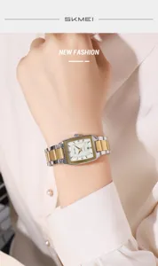 Women quartz watch vintage square stainless steel strap elegant business waterproof wristwatch
