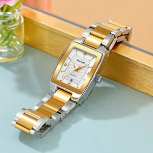 Women Business Quartz Watch Stainless Steel Square Dial Waterproof Casual Analog Wristwatch Vintage Ladies Dress Watch