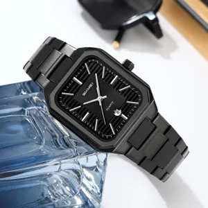 Herren Quarzuhr Quadratisches Zifferblatt Business Edelstahlarmband Wasserdicht Kalender Armbanduhr Mode Lässig Geschenk