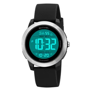 Men Sports Digital Watch Waterproof Multifunctional Silicone Strap Electronic Wristwatch Luminous Display
