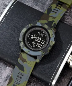 SKMEI multi-functional digital sports watch for outdoor climbing with camo strap and clear display.