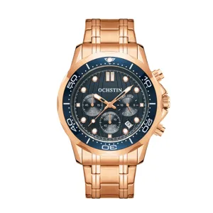 OCHSTIN Men Quartz Watch Business Casual Stainless Steel Strap Luminous Waterproof Chronograph Calendar Wristwatch