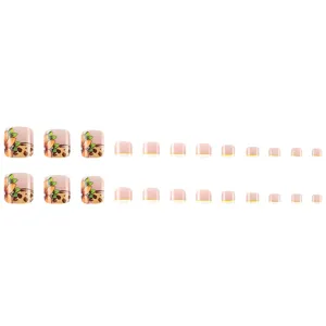Luipaardprint Franse teennagels set, schattige bloemvormige draagbare teennagel tips zomer.
