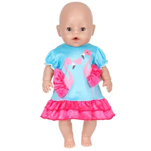 Süßer Puppen Badeanzug Flamingo Kaninchen Muster Rüschen Puppenkleid Einteilige Puppen Badebekleidung Zubehör Für 18 Zoll 43cm Puppen Kinder Geschenk