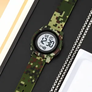 Camouflage silicone digital watch for men and women outdoor sports waterproof timepiece