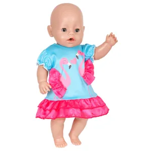 43cm puppe süßes flamingo einteiler kleid sommer badeanzug für 18 zoll mädchen spielzeug