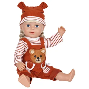 Ensemble de vêtements de poupée 43cm salopette en velours côtelé chapeau ours t-shirt