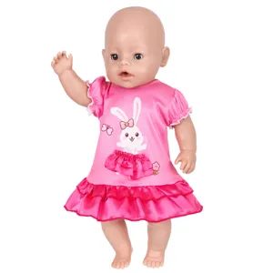 43cm süße realistische Vinyl Babypuppe mit rosa Hasenkleid Spielzeug für Kinder