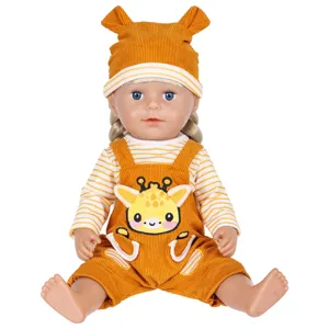 Poupée bébé 43cm ensemble salopette girafe mignonne jouet avec beau bonnet à oreilles.
