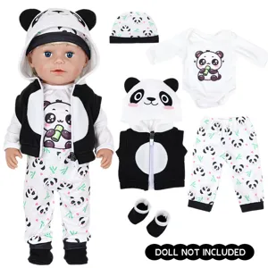 18 inch pop winter pluche tekenfilm panda kleding set schattige outfit accessoires