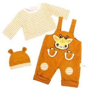 ensemble vetement poupee 43cm haut raye salopette chapeau design girafe mignon vetement