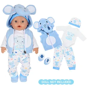 Pluche Cartoon Dier Poppenkleertjes Set Voor Poppen Winter Warme Poppen Outfits Accessoires Inclusief Jas Met Capuchon Broek Schoenen Hoed
