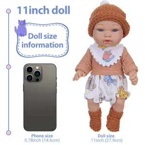 11 inch reborn baby doll set with cute knit sweater, shorts, hat, and shoes for kids.