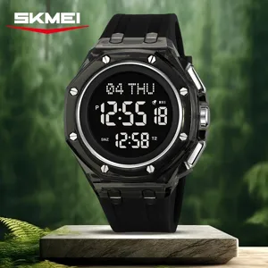 Men's transparent case digital watch, waterproof outdoor sports electronic wristwatch.