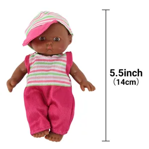 Muñeca Bebé Negra 5.5 Pulgadas Juguete de Vinilo Reborn Africano con Ropa Bonita