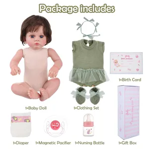 22 inch reborn baby doll full vinyl simulation infant doll with cute clothing set and cute accessories