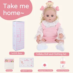 Reborn baby doll set 22 inch realistic silicone infant doll with gift box and accessories.