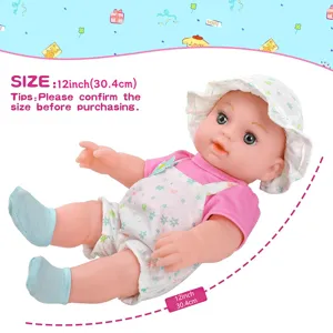 12 zoll reborn baby puppe mit blumen hut rosa oberteil latzhose socken kinder spielzeug