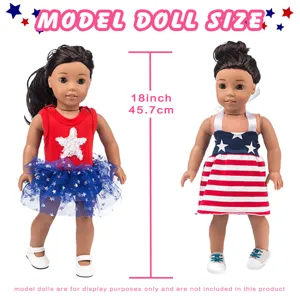 18 pollici bambola vestiti patriottico stella abito set americano ragazza bambola vestito giocattoli