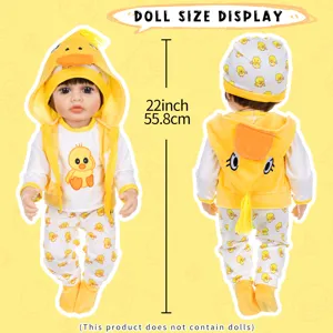 22 inch reborn baby doll winter clothes cute yellow duck hooded jacket and pants set.