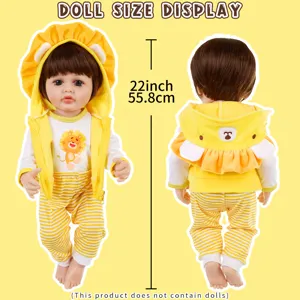 22 inch reborn doll clothes cute lion hoodie pants set winter doll outfit accessories.