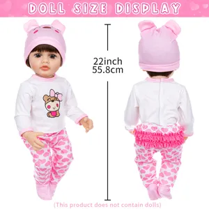22 inch reborn doll clothes outfit set with cute cartoon animal print for 55cm dolls.
