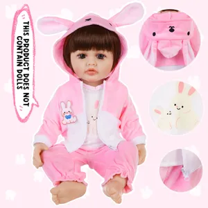 Süße 22 Zoll Reborn Baby Puppenkleidung Plüsch rosa Hase Kapuzenpulli Hosen Set.