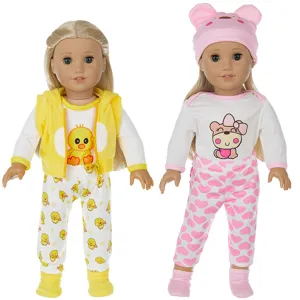18 inch doll clothes cute animal cartoon outfit set for 45cm dolls, stylish handmade style.