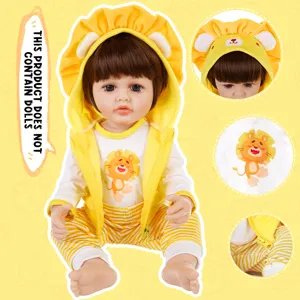 Cute 22 inch reborn doll clothes yellow lion hoodie outfit winter baby doll apparel accessories.