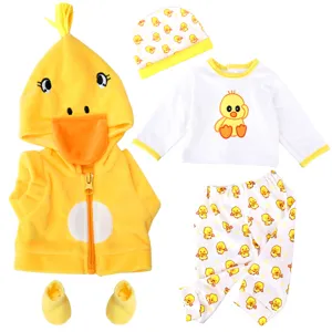 Reborn baby doll clothes 22 inch cute yellow duck winter outfit set with hoodie and pants.