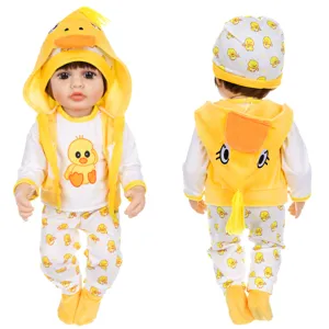 Cute 22 inch reborn baby doll clothes winter yellow duck hoodie pants set outfit accessories