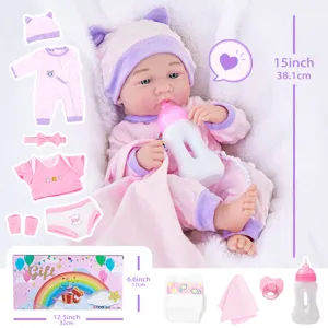15 Inch Reborn Baby Pop Set Zacht Siliconen Zuigeling Begeleider Speelgoed Cadeau voor Kinderen