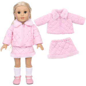 18 inch American girl doll winter pink quilted jacket skirt set doll clothes accessories detail