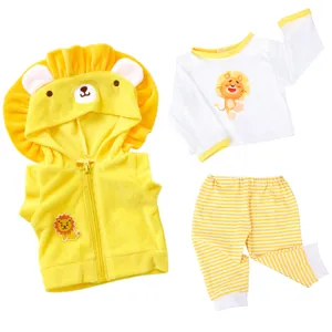 Cute 22-inch reborn doll clothes winter lion outfit set hoodie shirt pants for kids toys