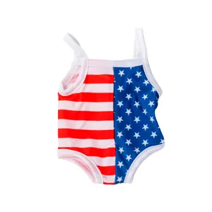 Doll swimsuit with American flag stars and stripes design, perfect for 45cm doll clothing style.