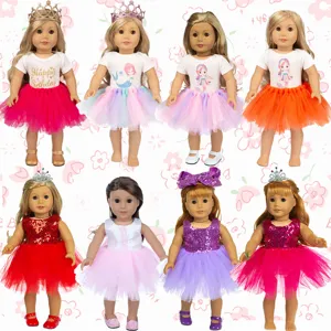 18 inch doll clothes dress tutu princess skirt set for 45cm dolls outfit accessories