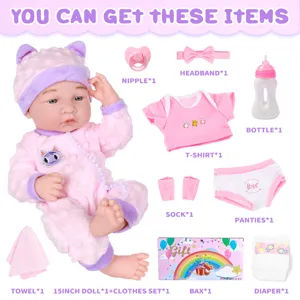 15 inch reborn baby pop set met kleding fles luier fopspeen speelgoed en cadeau