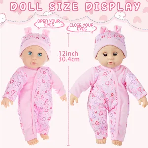 12 Zoll weiche Reborn Babypuppe aus Vinyl mit rosa Herzchen Outfit für frühe Bildung.
