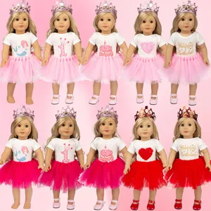 American Girl Doll Clothes Mermaid Princess Tutu Outfits For 18 Doll Accessories Top Skirt Headband Birthday Gift
