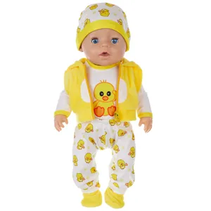 18 inch baby doll clothes cute yellow duck cartoon outfit set for 45cm dolls children toys