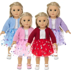 18 inch doll clothes summer dress and cardigan set for four dolls in assorted colors
