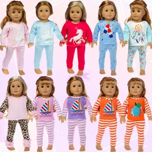 18 inch American girl doll clothes set 45cm doll long sleeve outfits cute unicorn pumpkin