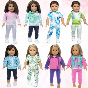 45cm doll clothes sporty hoodie outfits set for 18 inch American girl fashion dolls