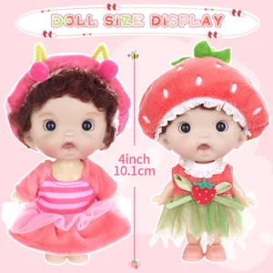 Cute 4-inch DIY dress-up vinyl doll set, perfect for kids pretend play and collectible fun.
