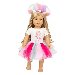 18 Zoll Puppenkleidung Meerjungfrau Tutu Kleid Set fuer amerikanische Puppe Kostüm